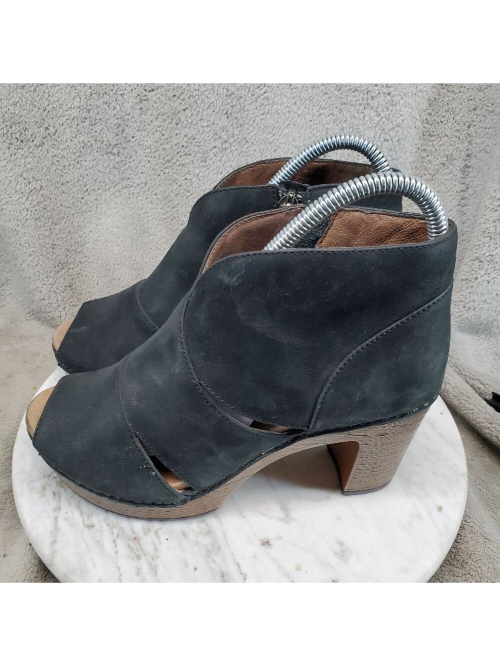 Dansko Shoes Womens Size EU 36 US 5.5 Delphina Black Peep Toe Booties *Read*